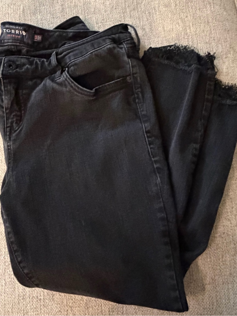 torrid Black Skinny Jeans with Lacy Frayed Hem